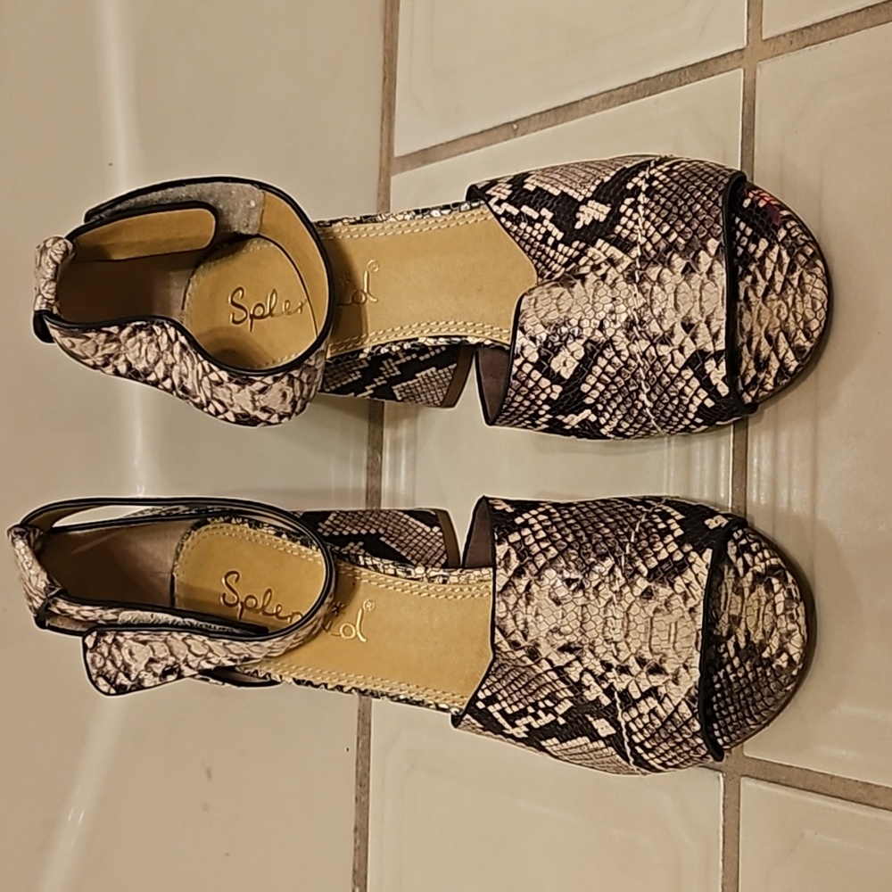 Splendid Animal Skin Ankle Strap Heels Size 7.5